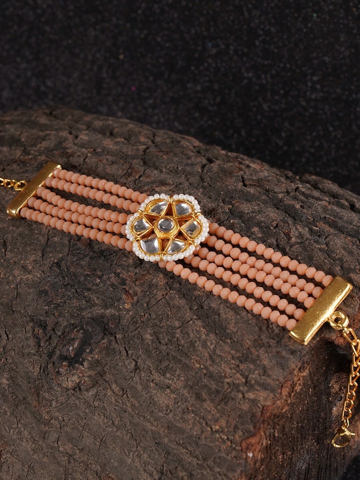Gold Plated Kundan Pearl Bracelet