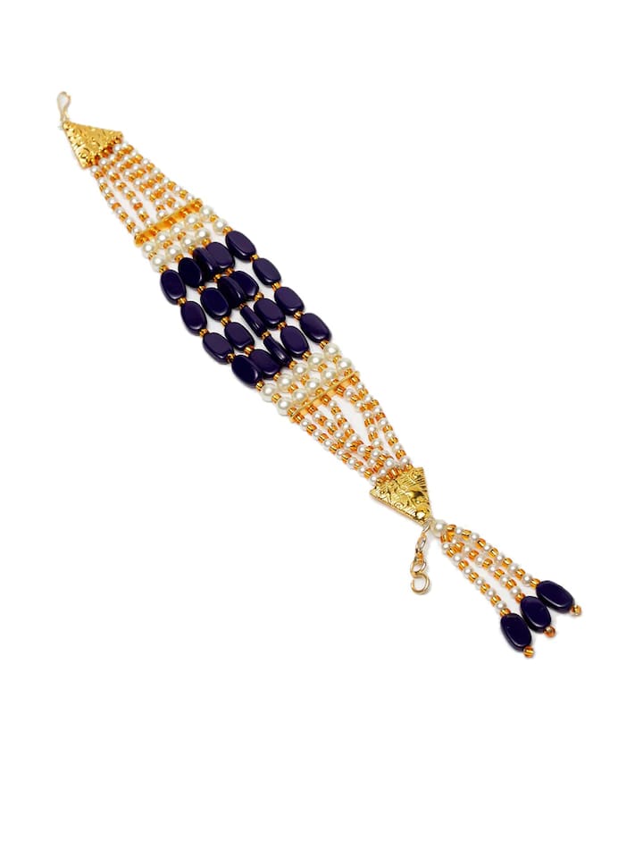 Gold Plated Kundan Pearl Bracelet - Image 5