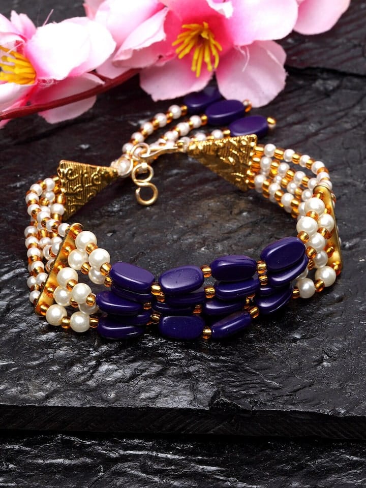 Gold Plated Kundan Pearl Bracelet