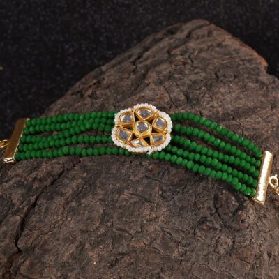 Gold Plated Kundan Pearl Bracelet