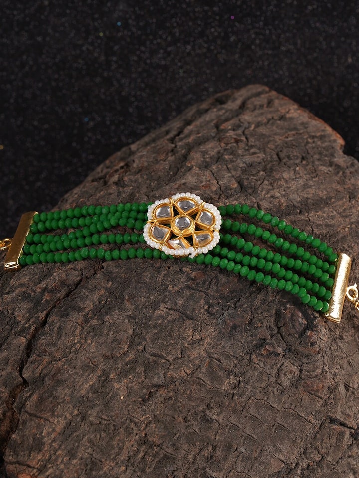 Gold Plated Kundan Pearl Bracelet
