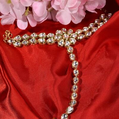 Gold Tone Jadau Kundan Hathphol (Set Of 2)