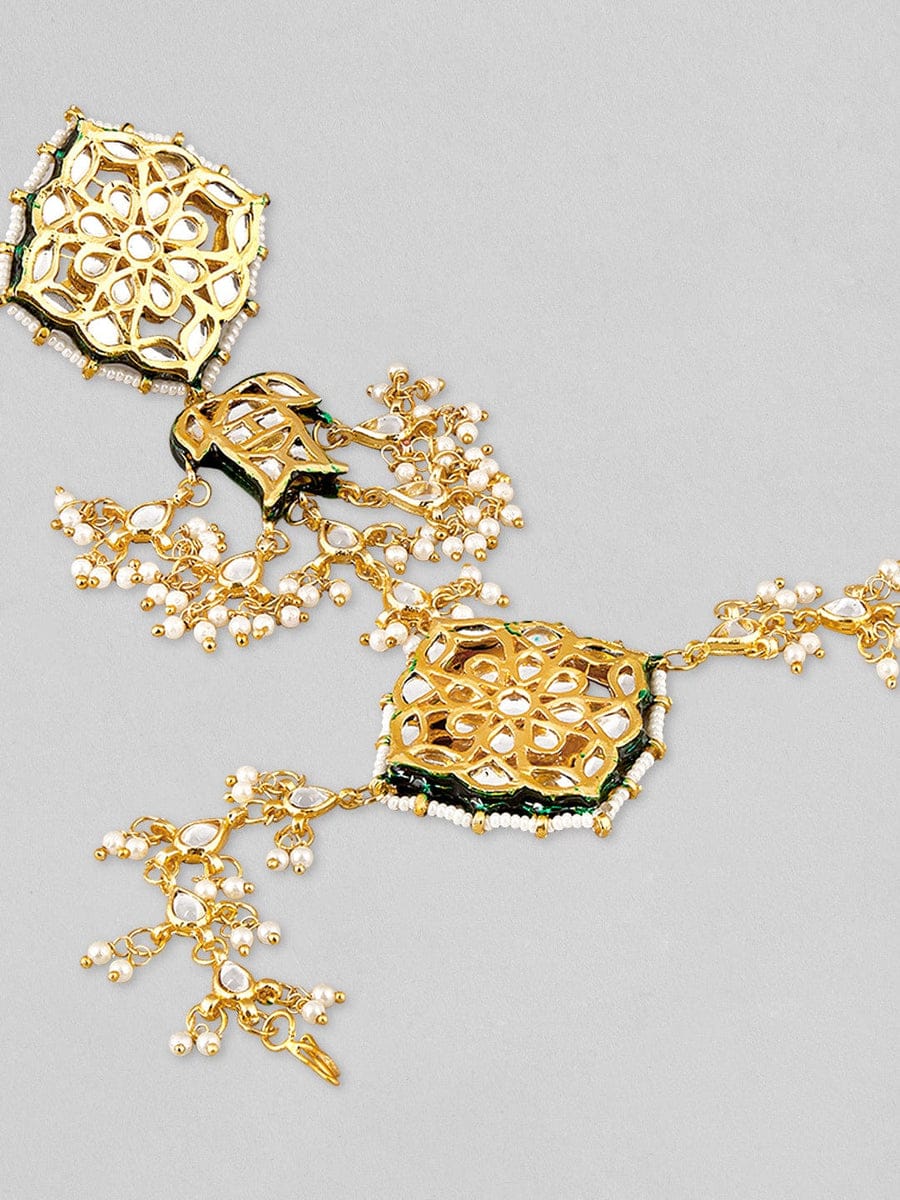 Gold Tone Jadau Kundan Hathphol (Set Of 2) - Image 2