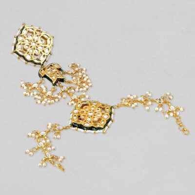 Gold Tone Jadau Kundan Hathphol (Set Of 2)