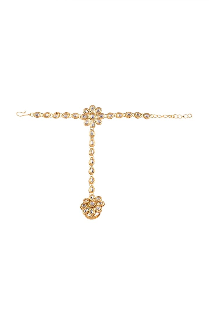 Gold Tone Jadau Kundan Hathphol (Set Of 2) - Image 2