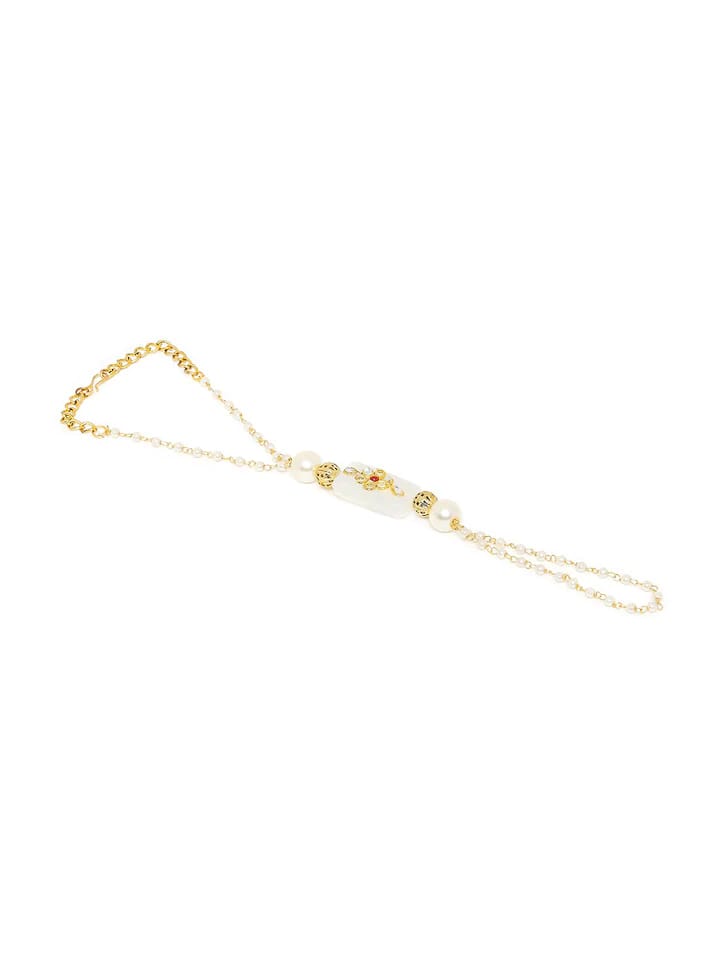 Gold Tone Jadau Kundan Hathphol (Set Of 2) - Image 4