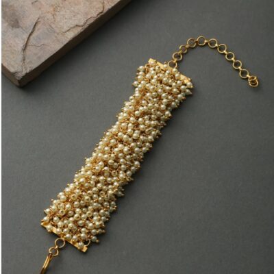 Gold Plated Kundan Pearl Bracelet