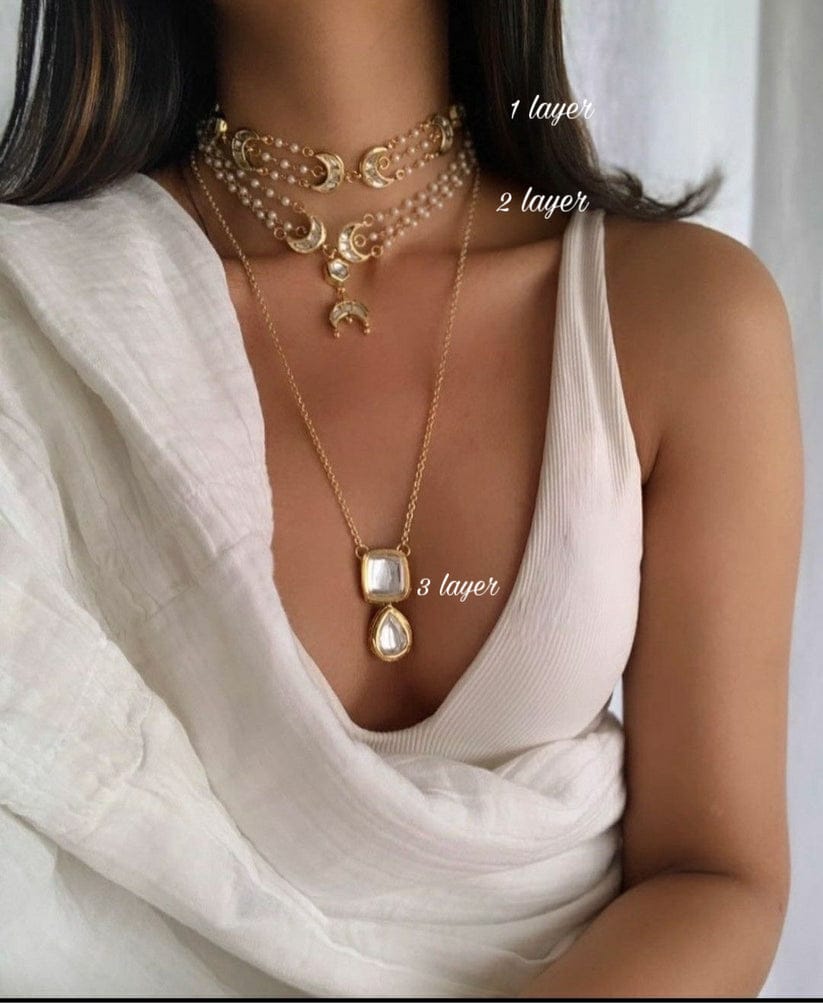 Kundan Chaand Necklace (Pack Of 3)