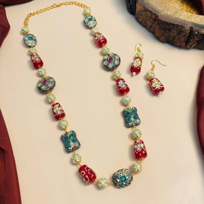 Multi Beads Long Necklace