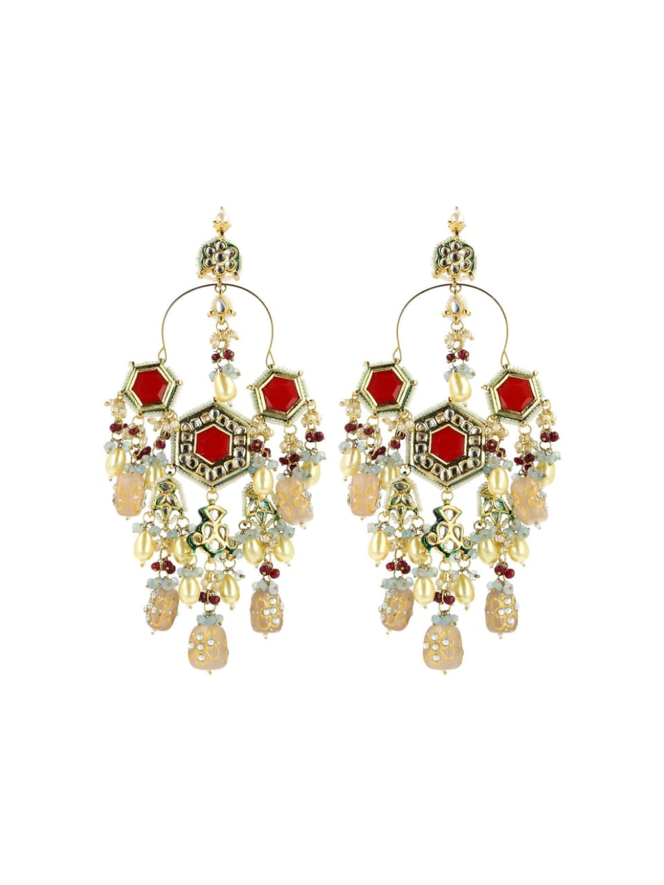Kundan And Pearl Earrings - Image 3