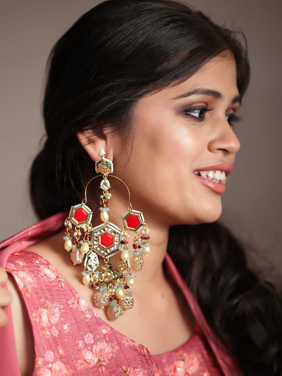 Kundan And Pearl Earrings - Image 2