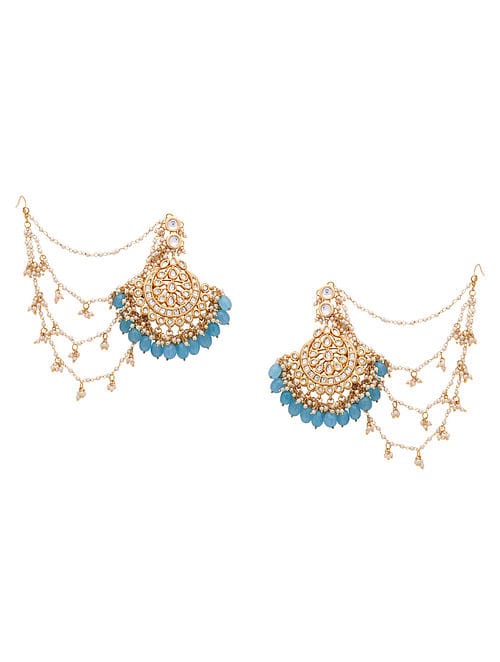 Kundan And Pearl Earrings - Image 2