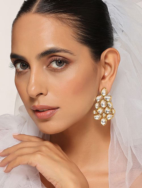 Kundan And Pearl Earrings - Image 3