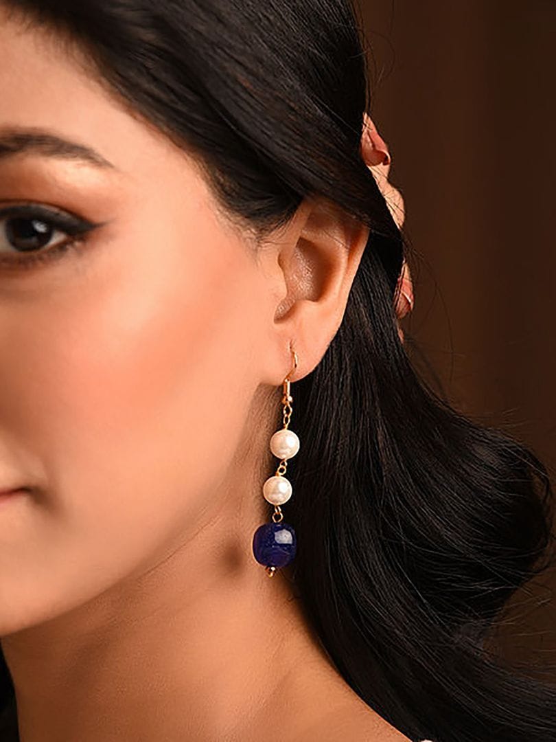 Blue & White Stone Earrings - Image 2