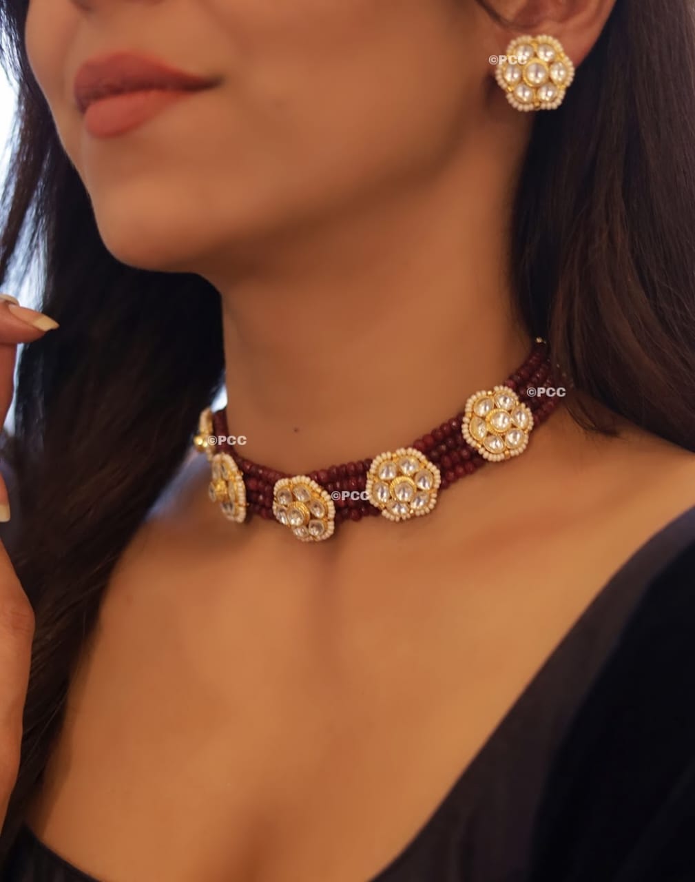Jadau Kundan Choker With Onyx - Image 3
