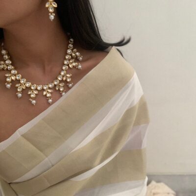 Gold Kundan Stone Choker Necklace Set