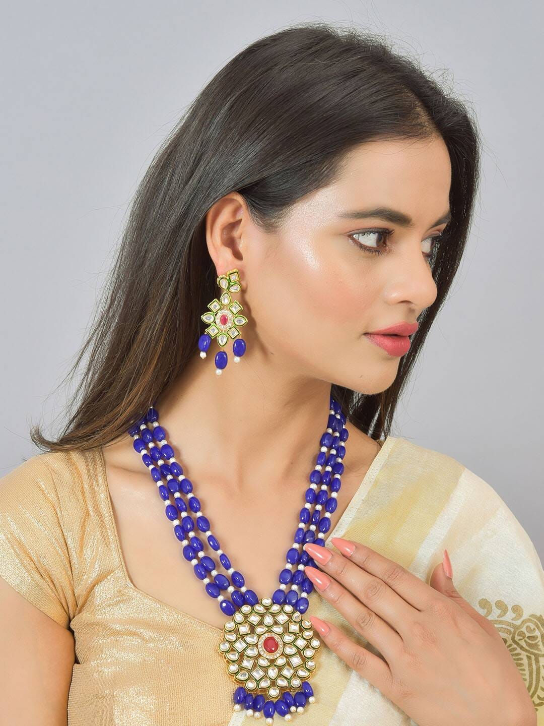 Gold Plated Alloy Earring and Necklace Set - Image 2