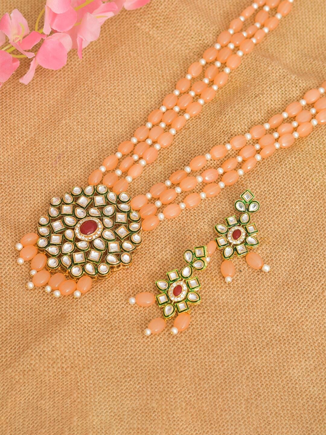 Gold Plated Alloy Earring and Necklace Set