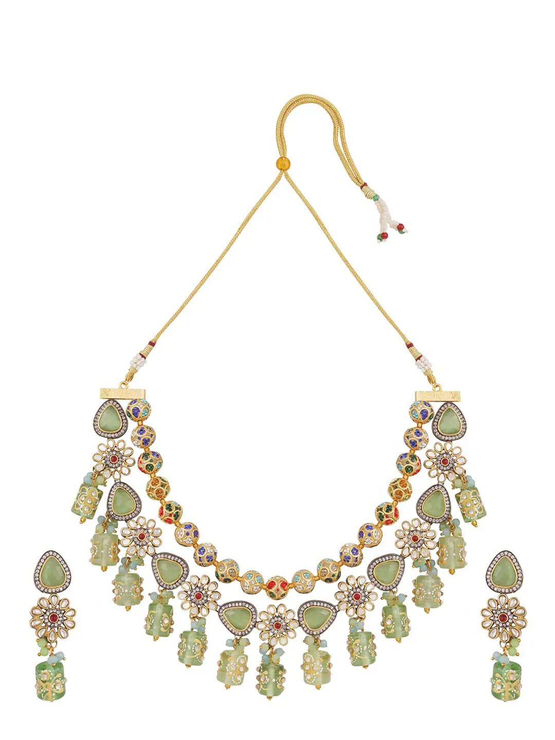 Women Green Kundan Studded Jewellery Set - Image 3