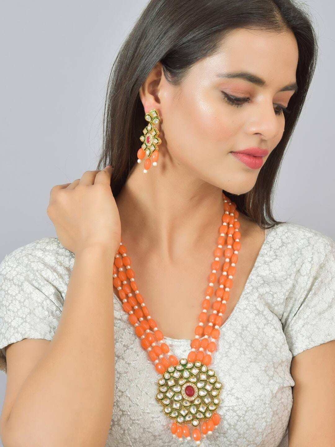 Gold Plated Alloy Earring and Necklace Set - Image 2
