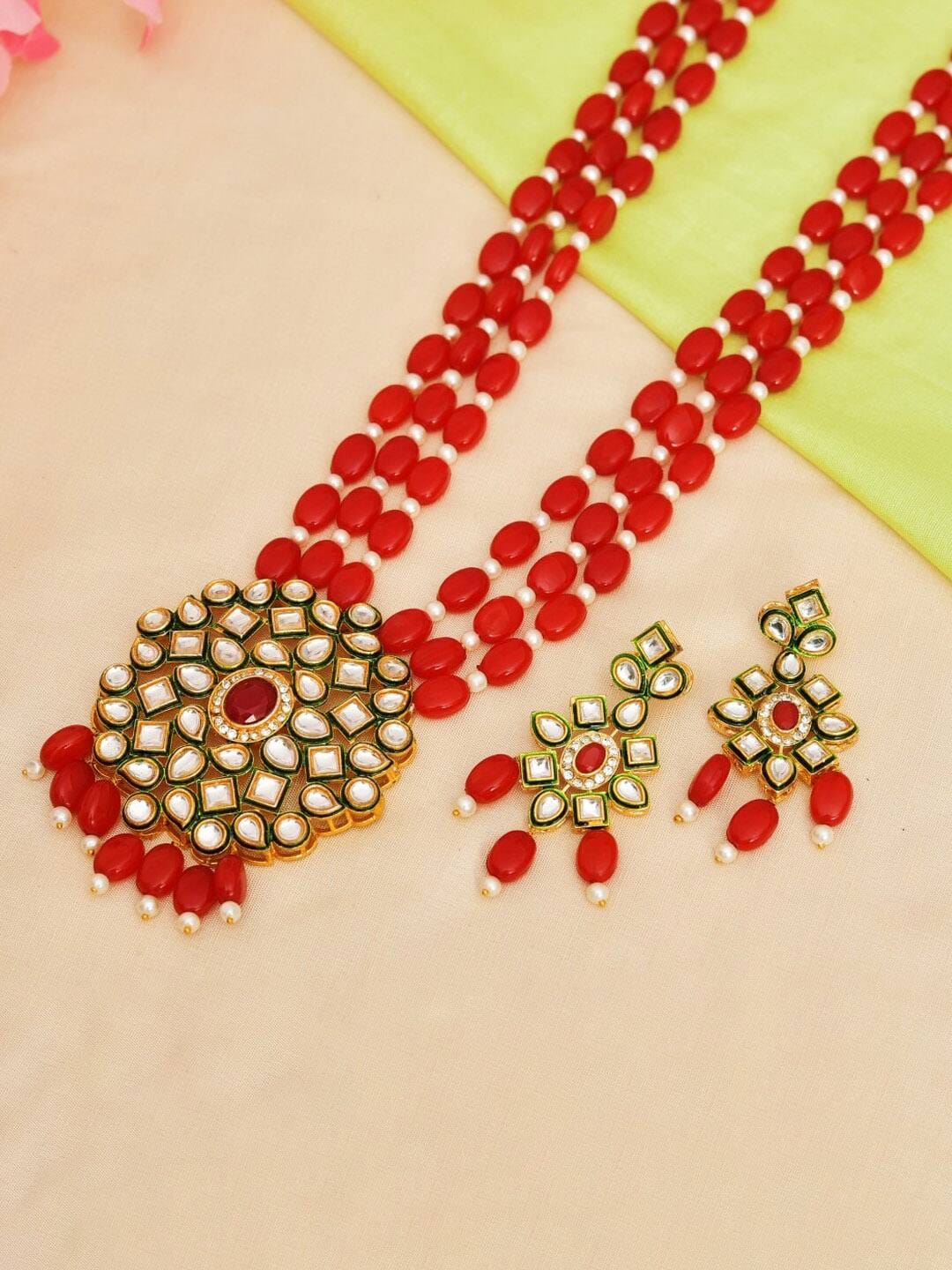 Gold Plated Alloy Earring and Necklace Set