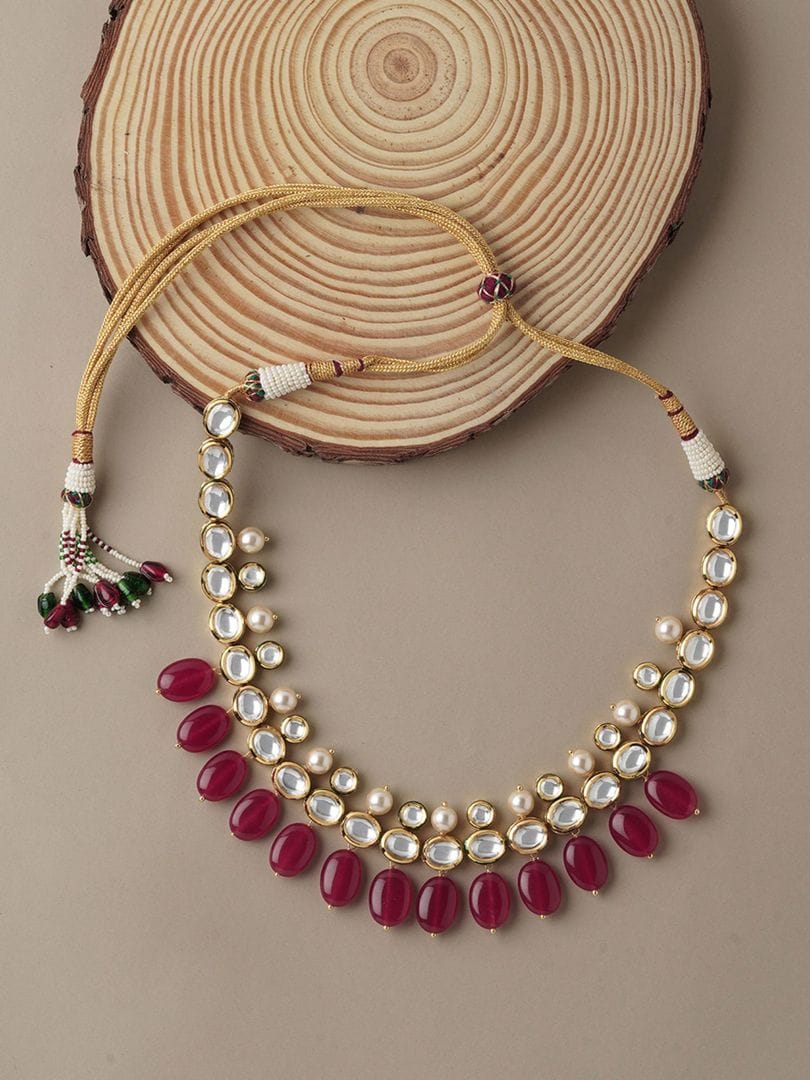 Kundan Necklace With Ruby Red Stone