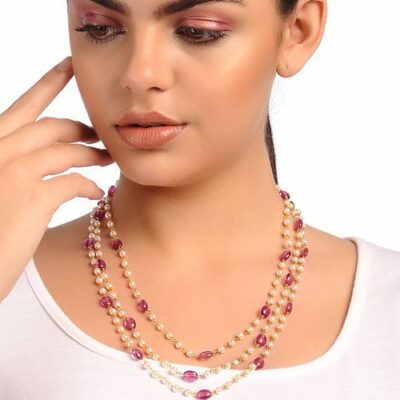White & Pink Pearl Necklace