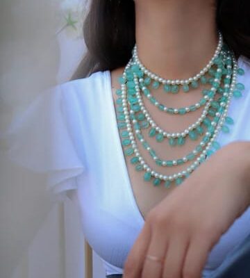 Green & White Stone Necklace