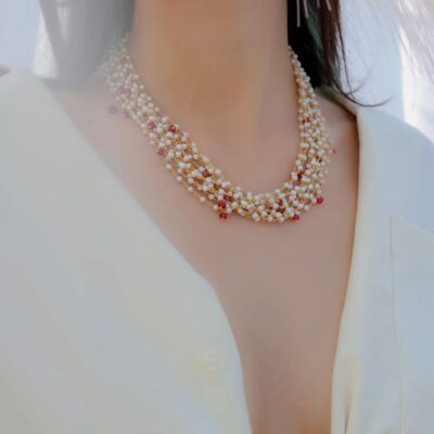 White & Red Peral Necklace