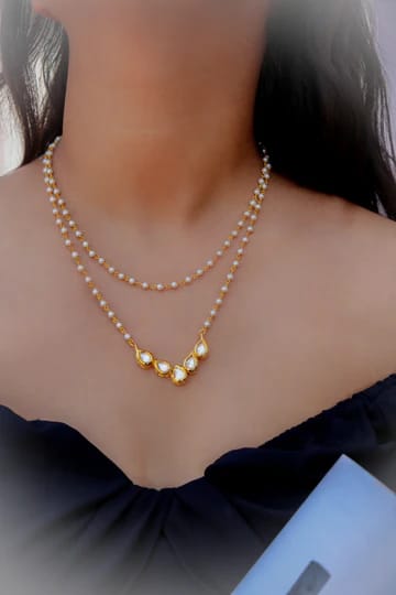 White Peral With Kundan Necklace - Image 2