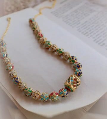Multi Color Stone Round Beads Necklace