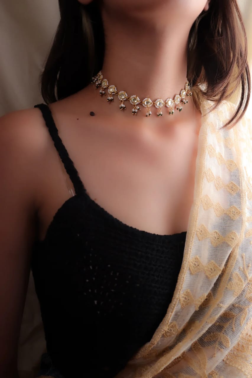 White Kundan Peral Necklace