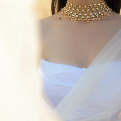 Gold Tone Kundan With Pearl Bead Choker Set