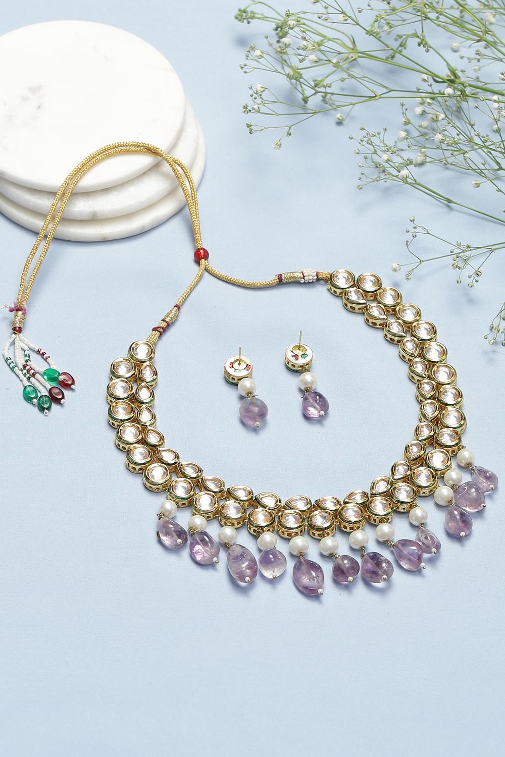 Kundan Necklace With Earrings - Image 3