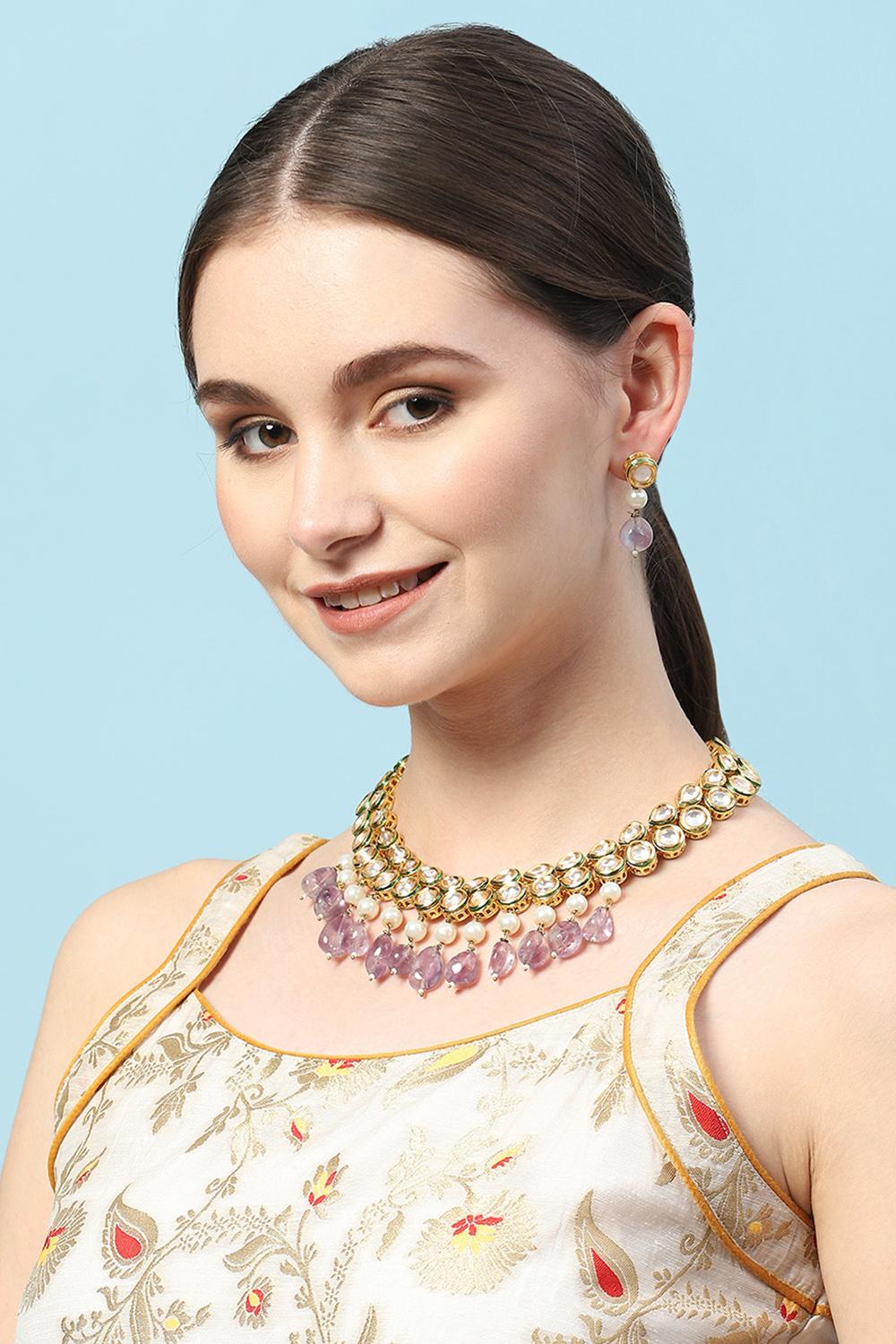 Kundan Necklace With Earrings - Image 2