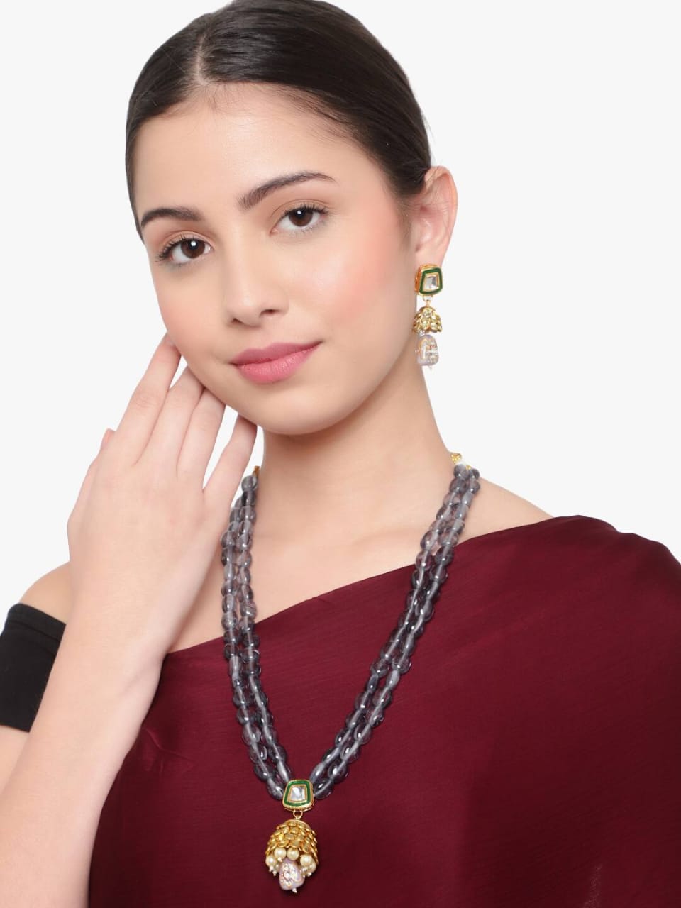 Kundan Necklace With Earrings - Image 2