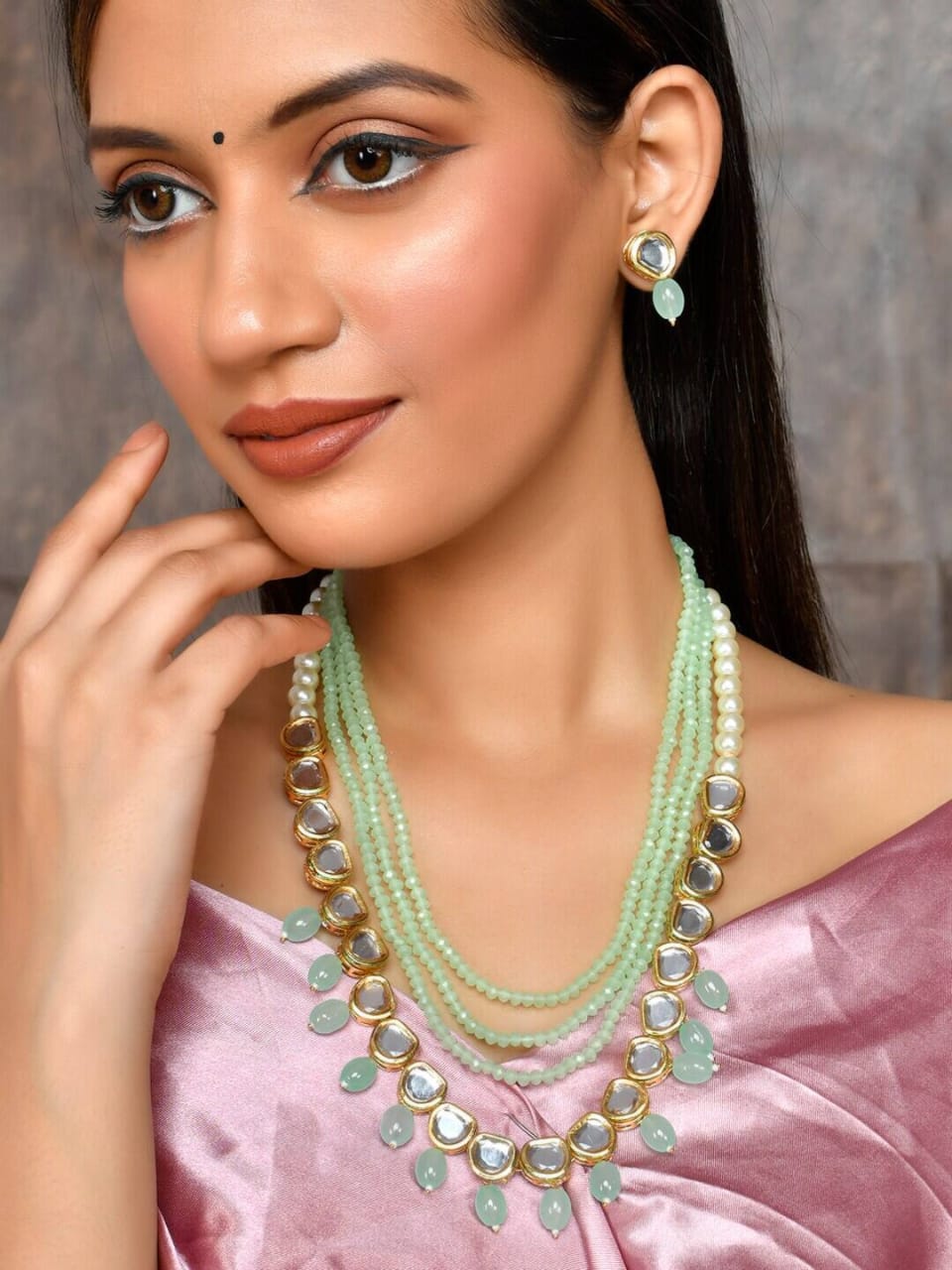 Kundan Necklace With Earrings - Image 2