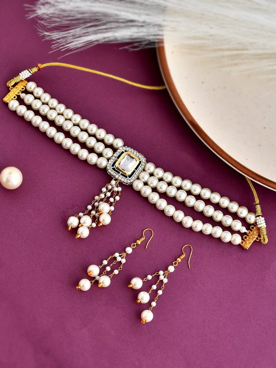 Kundan Necklace With Earrings
