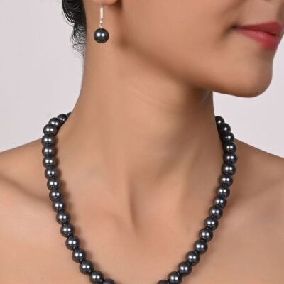 Pearl-Beaded Necklace & Earrings Set