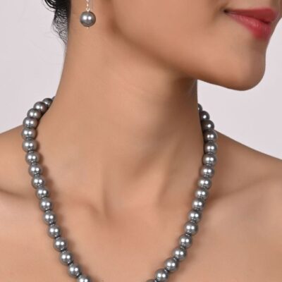 Pearl-Beaded Necklace & Earrings Set