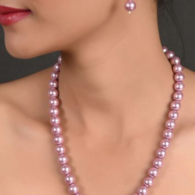 Pearl-Beaded Necklace & Earrings Set