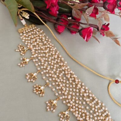 Embellished Pearl Necklace Set