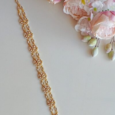 Gold And Pink Kundan Mathapatti