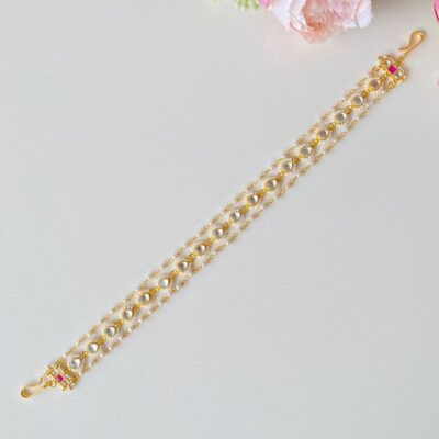 Gold Plated Kundan Stone Studded Floral Mathapatti