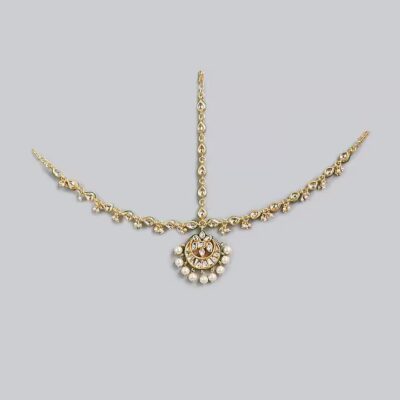 Gold Plated Kundan Polki Mathapatti