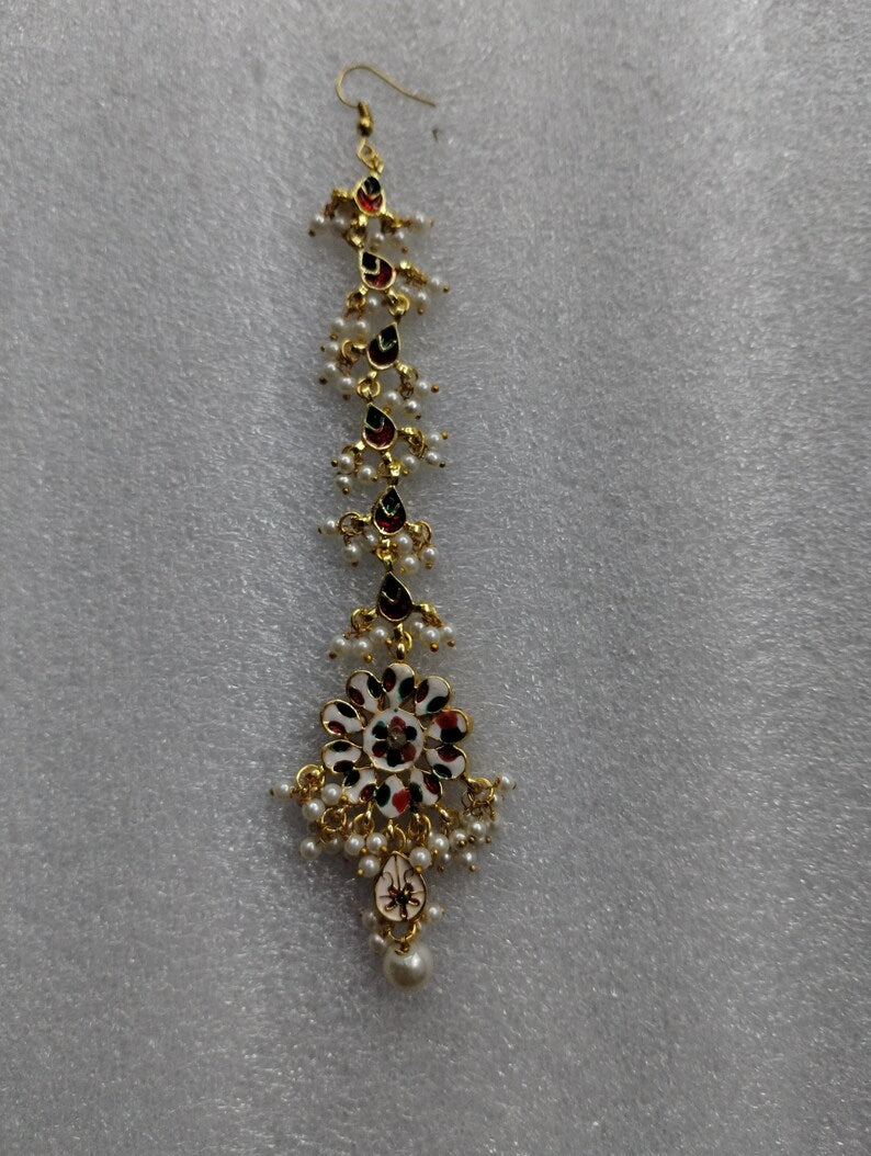 Gold Finish Kundan Polki Mangtikka - Image 4