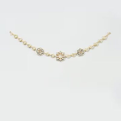 Gold Finish Kundan Polki Mathapatti