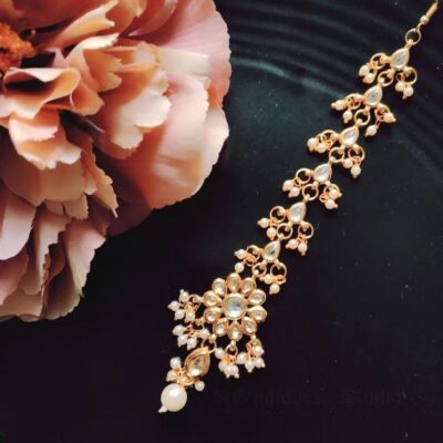 Gold Finish Kundan Polki Mangtikka