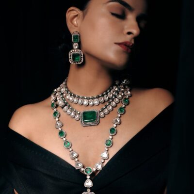 Highly Finished Uncut Polki Victorian Necklace, Victorian CZ Choker Necklace