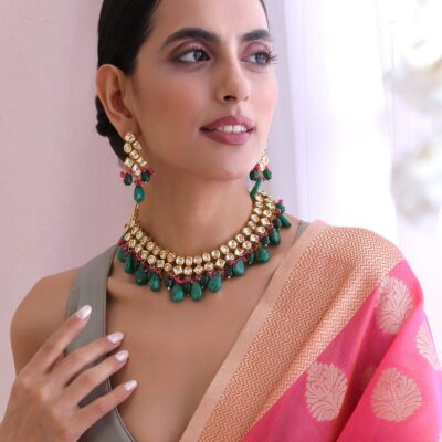 High Quality Uncut Kundan Necklace with Earrings